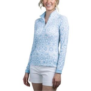 KASTEL DENMARK Quarter Zip FLORAL LONG SLEEVE TOP Size Xsmall NEW NWT